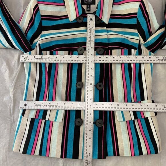 Vintage Style Jones NewYork Striped Blazer 8 Bold Statement Jacket Gallery Event - Picture 14 of 14
